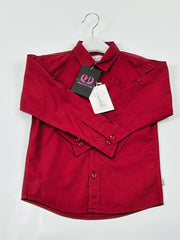 Boys' Hibbas Couture Deep Red Embroidered Shirt