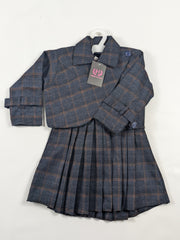 Blue Checkered Skirt & Jacket Set