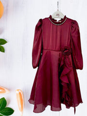 Round Neck Frock | Maroon