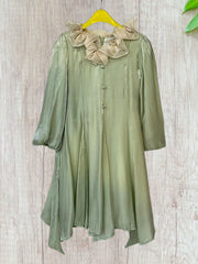 Round Neck Sleeves Frock | Green