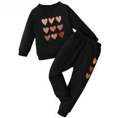 Girls Printed Tracksuit - Full Of Hearts