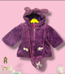 Girls Plush And Cozy Fur Coat - Purple