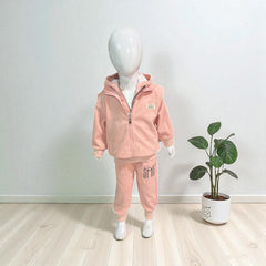 Girls Pink Printed Tracksuit | 3 Piece Set