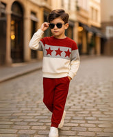 Unisex Kids Red Star Sweatshirt & Pant Set - Winter Outfit