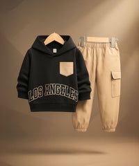 Los Angeles Street Style Tracksuit – Black & Beige