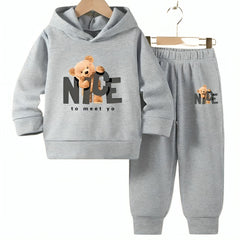 Light Grey Teddy “NICE” Hoodie Tracksuit