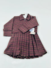Girls' Plaid Pleated Dress & Cropped Jacket Set