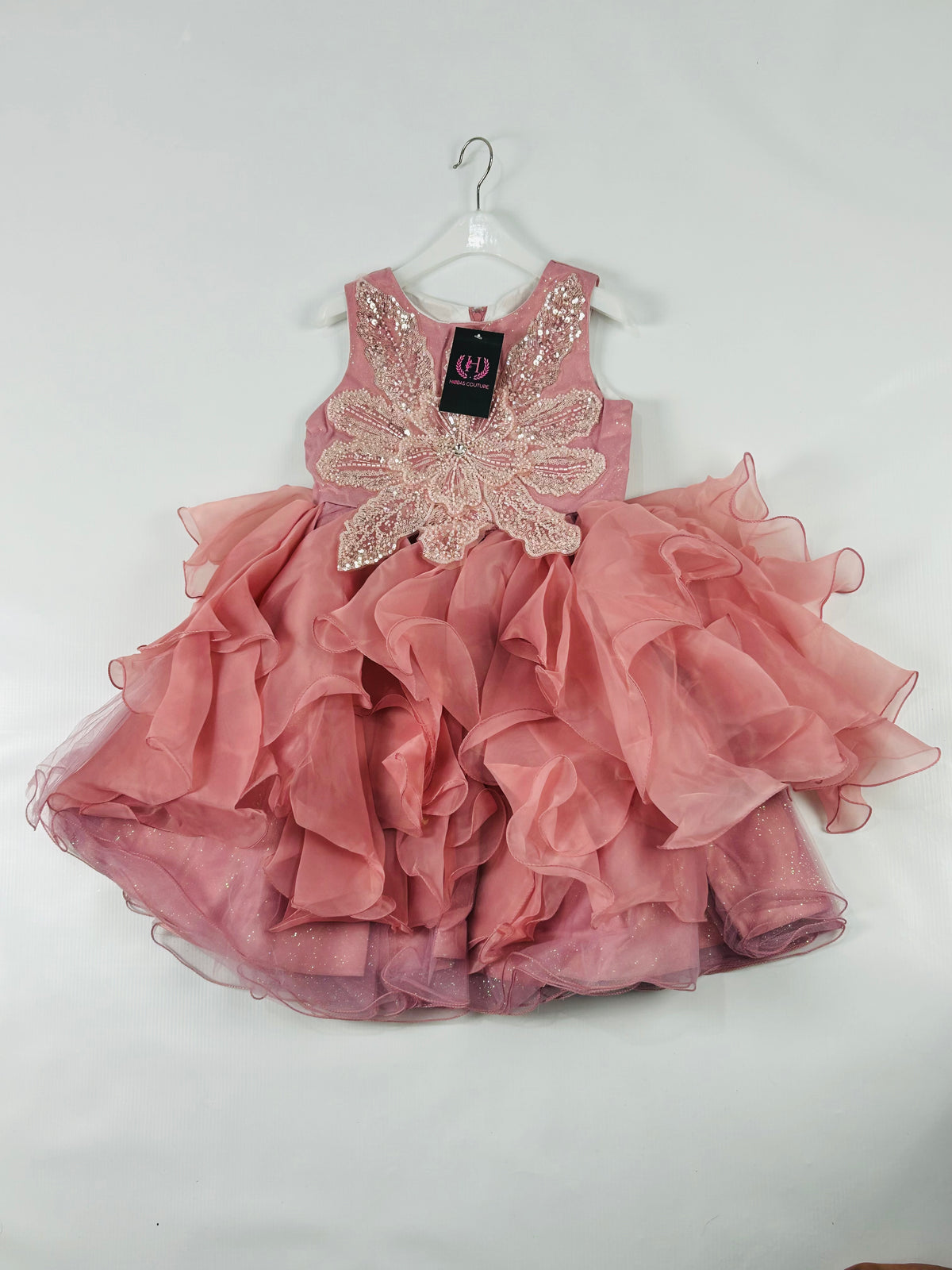 Girls’ Rose Quartz Sequin Petal Party Dress