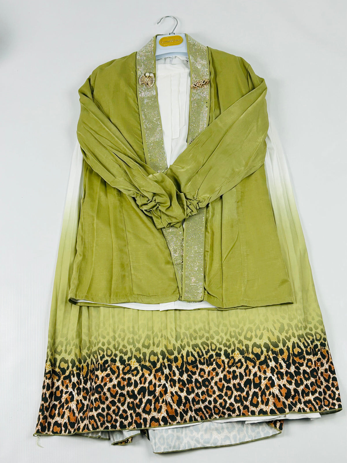 Girls’ Olive Glamour Leopard Print 3-Piece Set