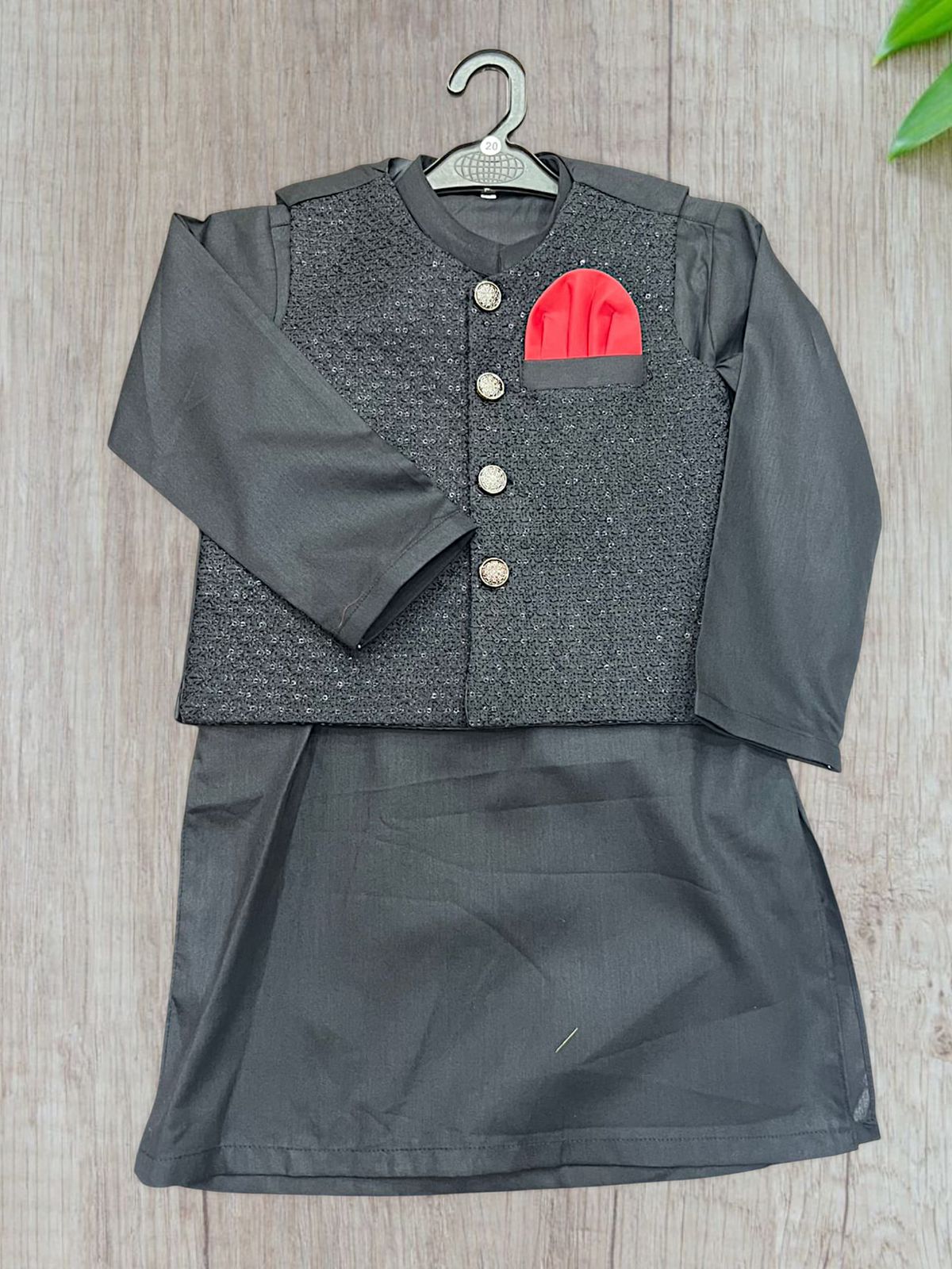 Boys Shalwar Kameez Suit With Waistcoat | Black