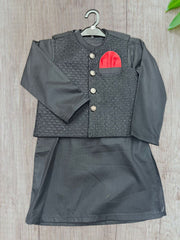Boys Shalwar Kameez Suit With Waistcoat | Black