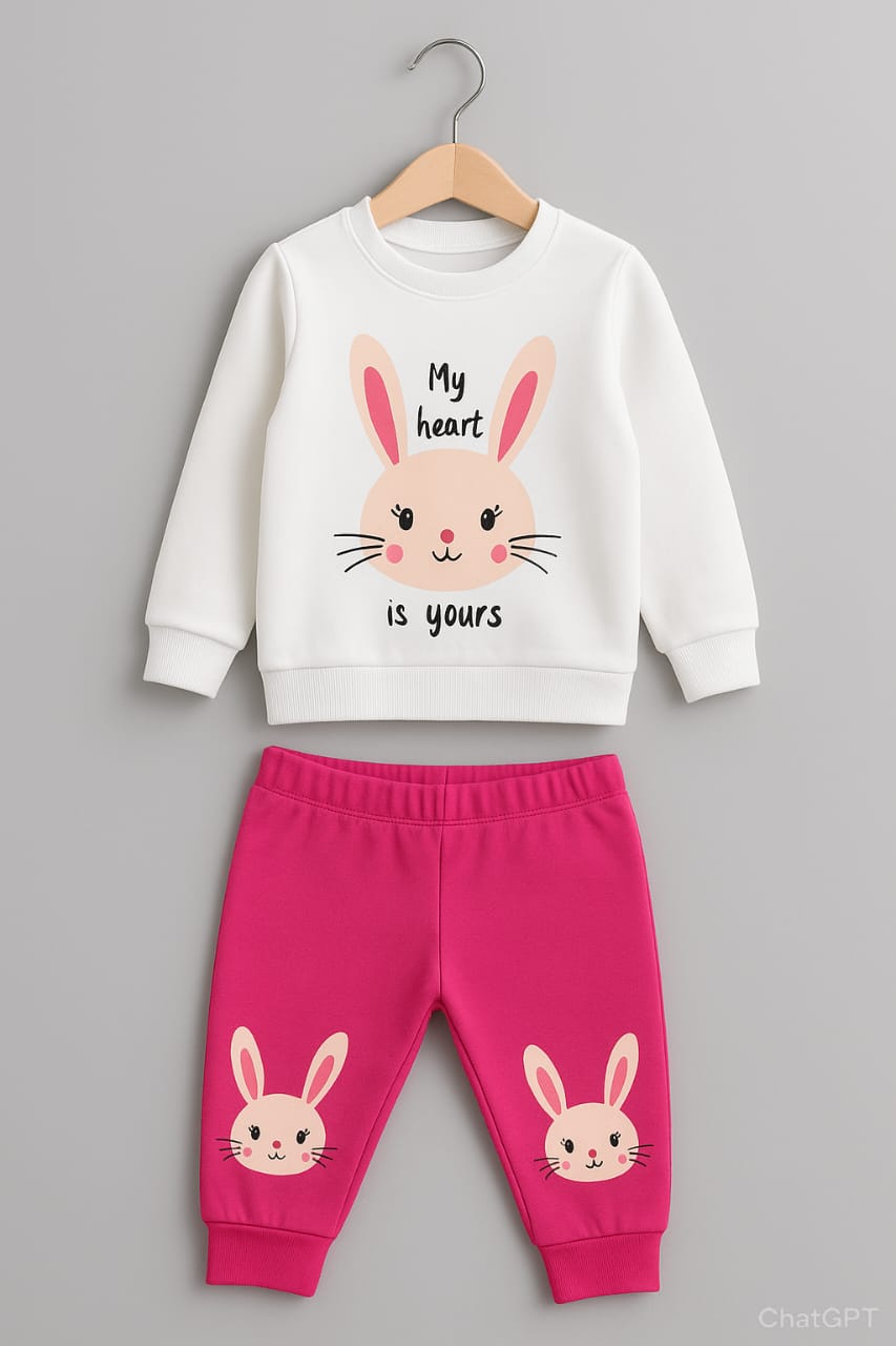 Girls Printed Tracksuit - My Heart Is Yours