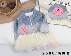Donut Fun Denim Jacket with Tulle Dress