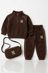 Trendy Kids NY Tracksuit Set - Coffee Brown