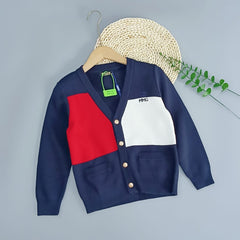 Stylish Red & White Patch Knit Sweater