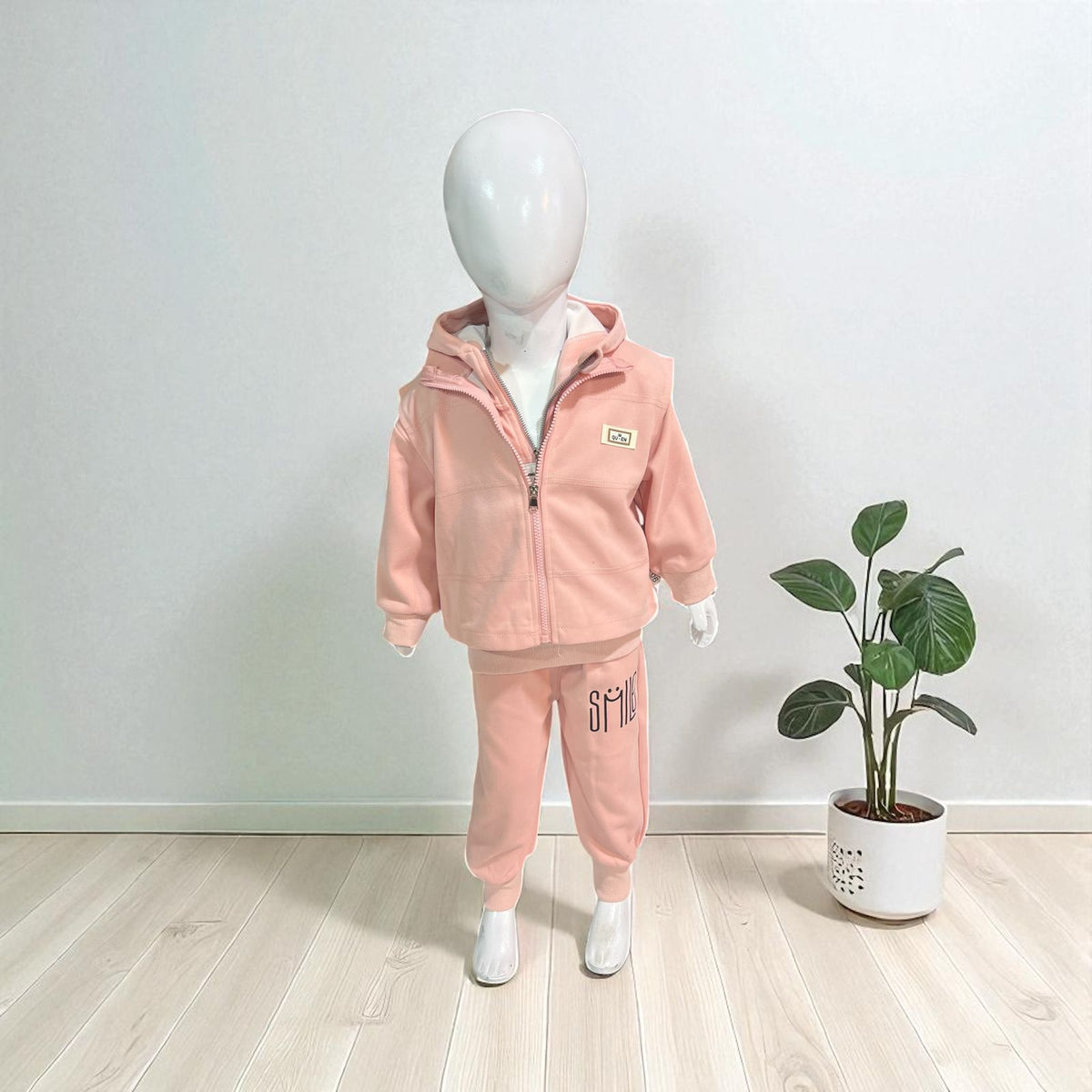 Girls Pink Printed Tracksuit | 3 Piece Set