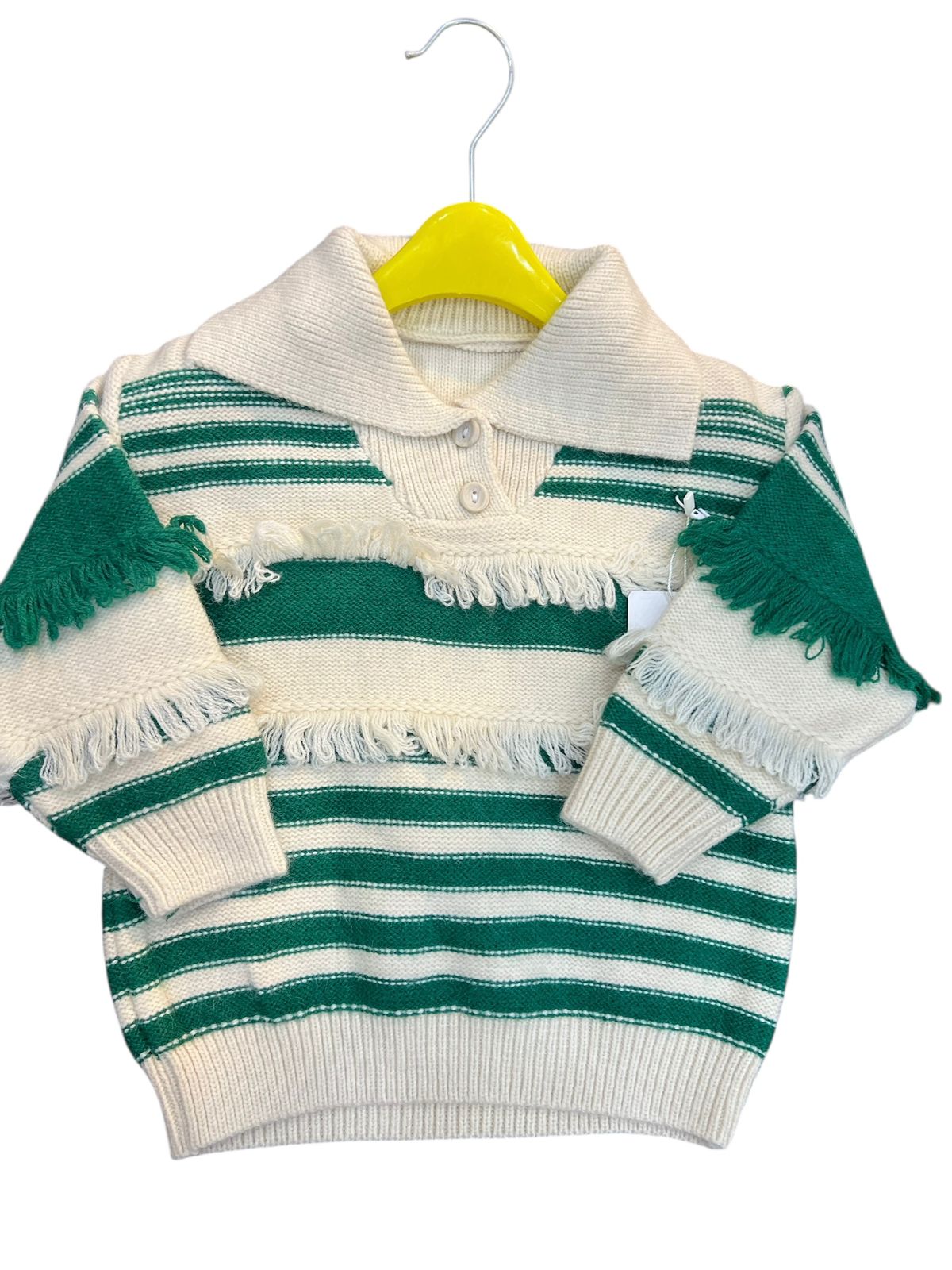 Boys Full Sleeves Sweater | White & Green