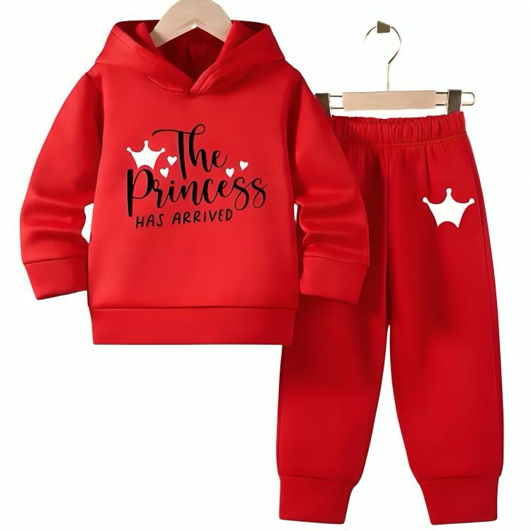 Red “The Princess Has Arrived” Hoodie Set