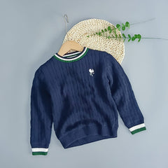 Boys Navy Blue Ribbed Sweater