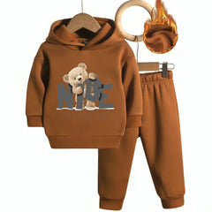 Brown Teddy “NICE” Winter Hoodie Tracksuit