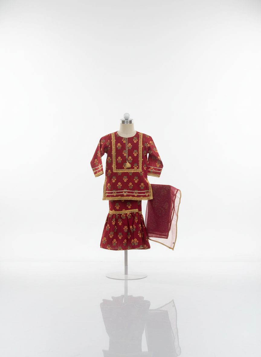 Classic Red & Gold Embroidered Traditional Set