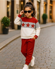 Unisex Kids Red Star Sweatshirt & Pant Set - Winter Outfit