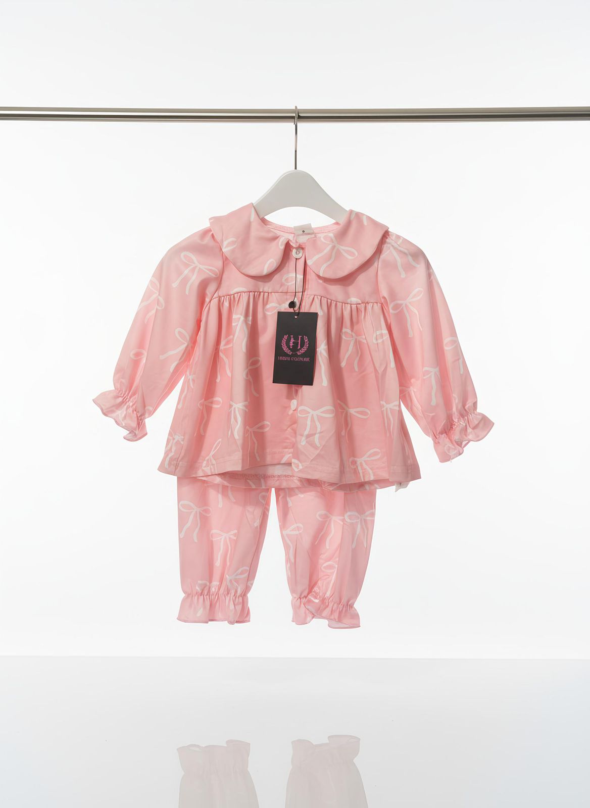 Girls Pink Bow Print Co-Ord Set (Shein Article)